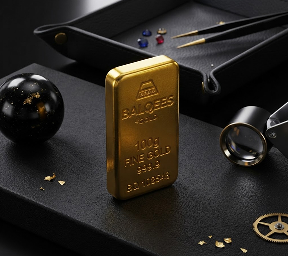 Balqees Gold Pure Bullion Bar and Fine Craftsmanship